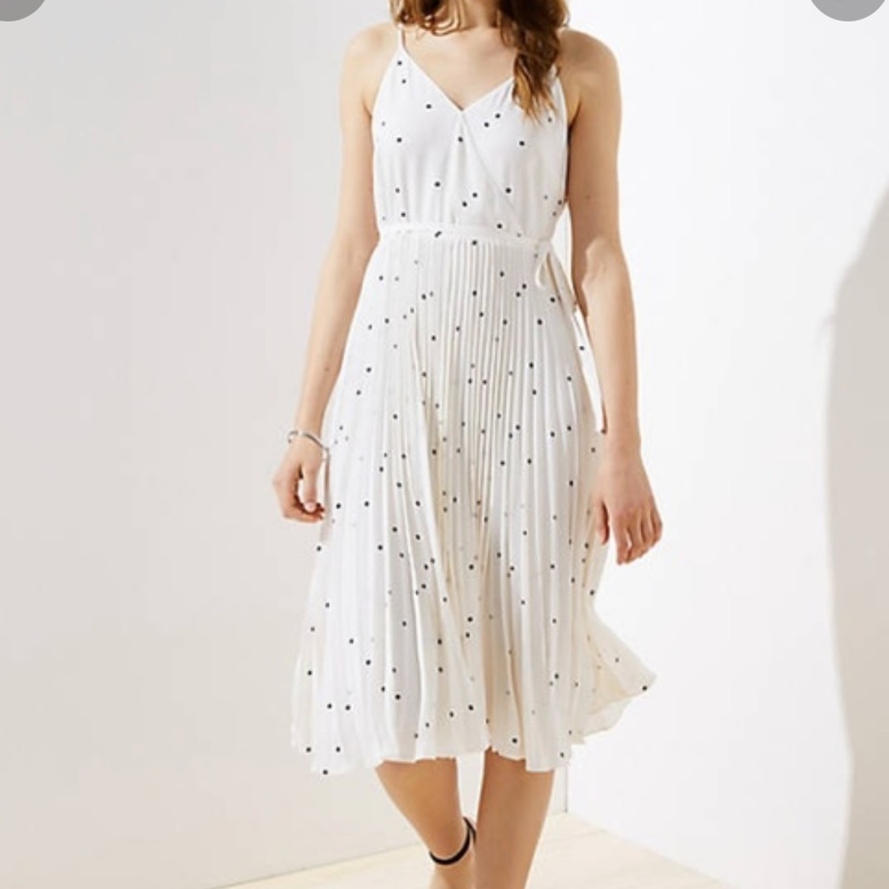 White polka dot midi dress